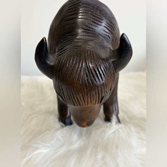 Collectable Wooden Buffalo Figurine - Picture 4 of 7
